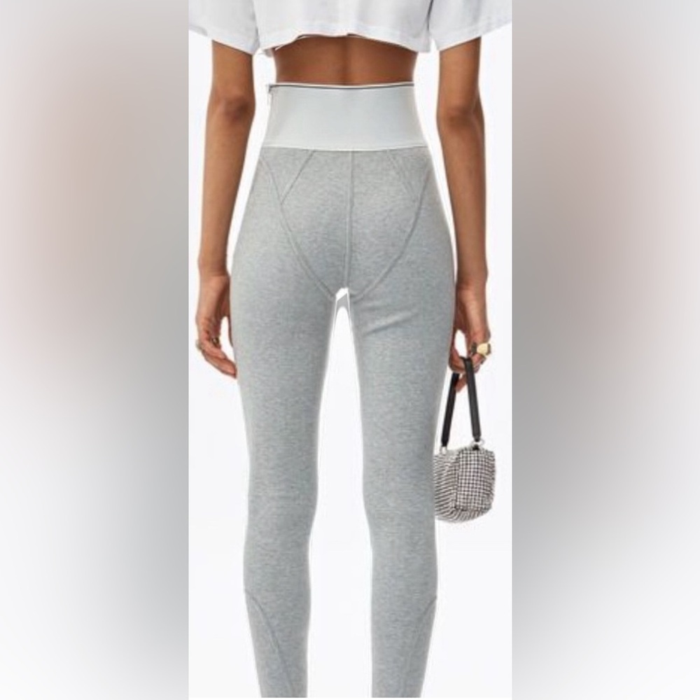 Alexander Wang Logo elastic leggings in grey ribbed Jersey
